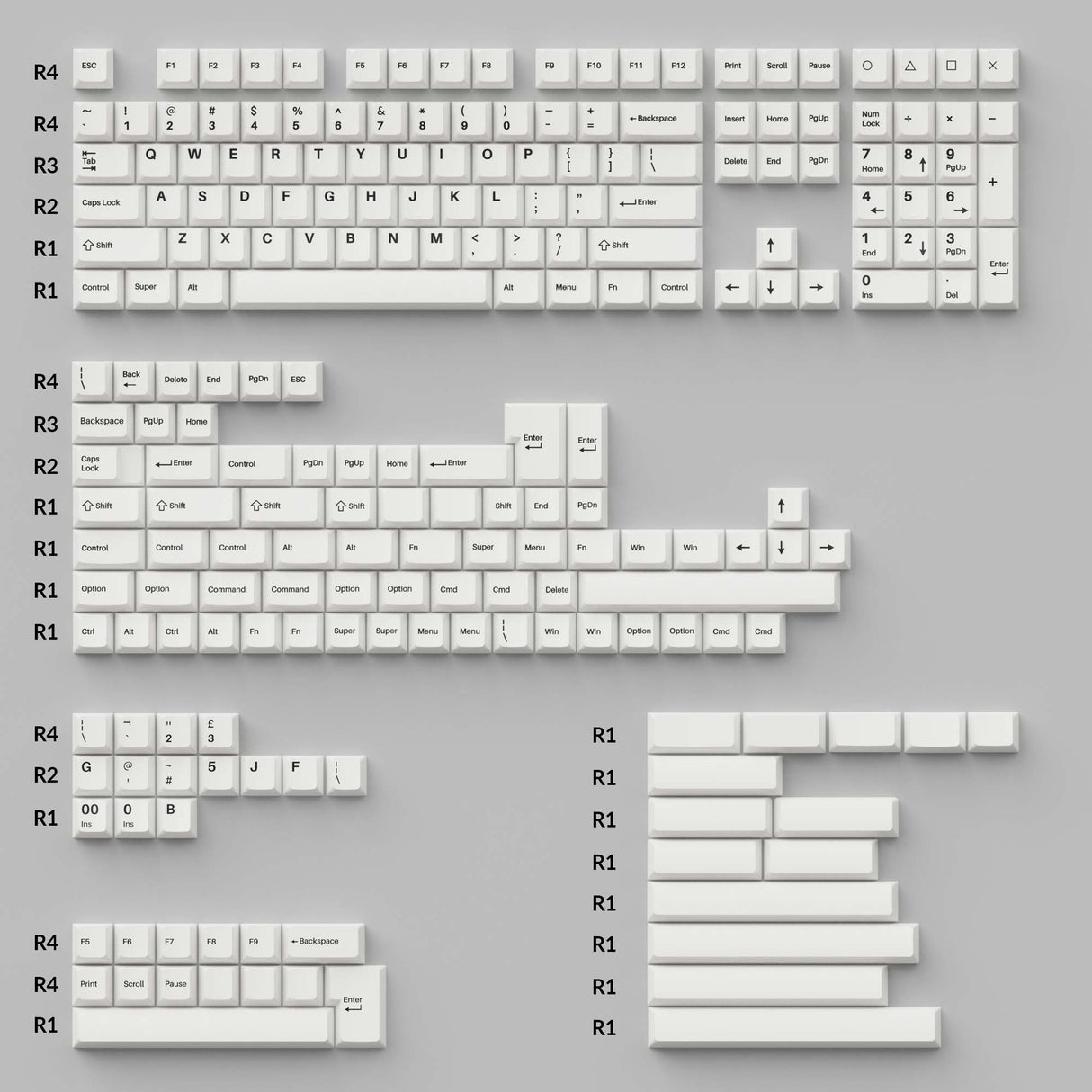 Cherry Profile Double-Shot PBT Keycaps Full Set Black on White Bow