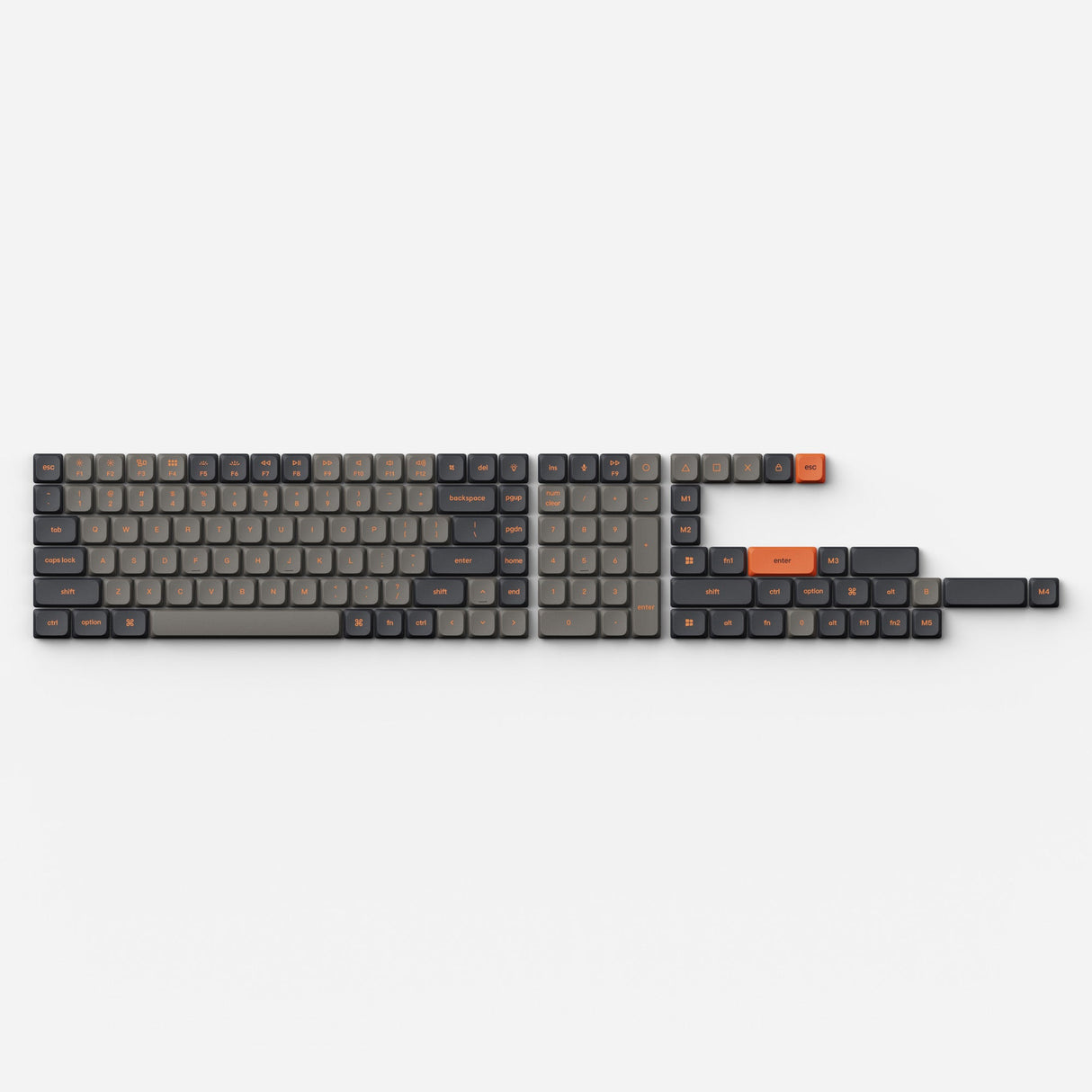 Double Shot Low Profile PBT Keycap Full Keycap Set - Carbon