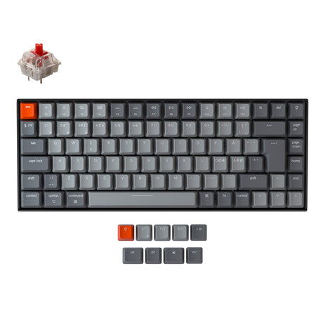 Keychron K2 Wireless Mechanical Keyboard (Nordic ISO Layout) - Keychron | Wireless Mechanical Keyboards for Mac Windows White Backlight RGB Backlit Gateron Mechanical Red Switch