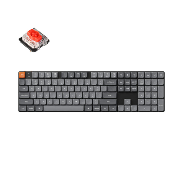 Keychron K5 Max QMK VIA ultra slim custom mechanical keyboard 100 percent full size layout for Mac Windows Linux low profile Gateron red