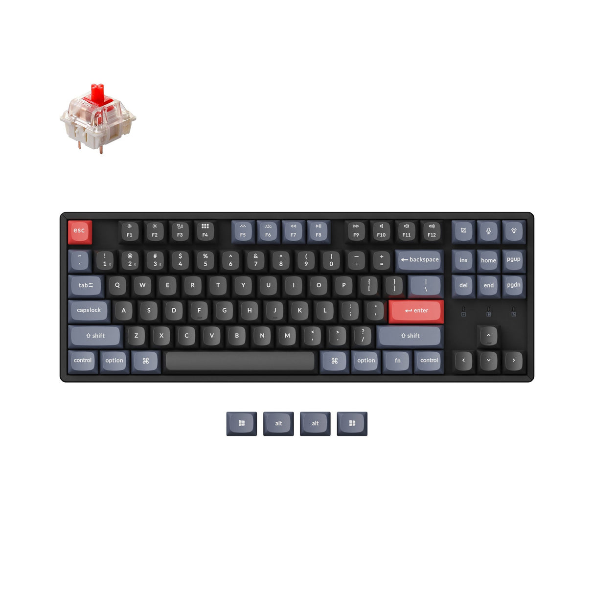 Keychron K8 Pro QMK/VIA Wireless Mechanical Keyboard RGB aluminum for Mac Windows PBT keycaps PCB screw-in stabilizer hot-swappable Gateron G Pro mechanical red switch