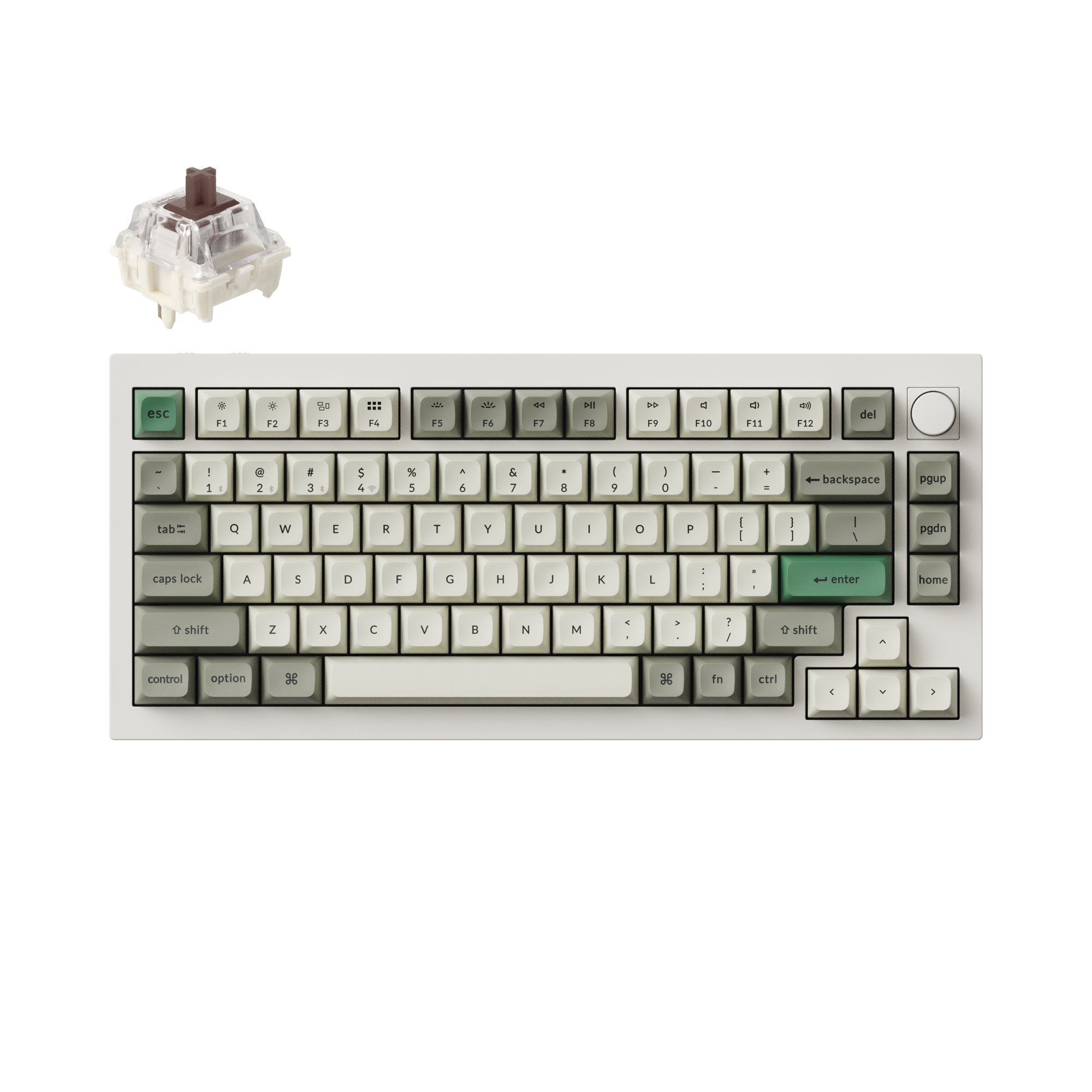 Keychron Q1 Max QMK/VIA Wireless Custom Mechanical Keyboard 75% Layout Aluminum White Fully Assembled Knob for Mac Windows Linux Gateron Jupiter Brown