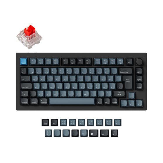 Keychron Q1 Pro QMK/VIA wireless custom mechanical keyboard 75 percent layout aluminum black for Mac WIndows Linux RGB backlight hot-swappable K Pro switch red ISO German layout