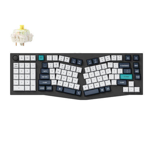 Keychron Q14 Max QMK Wireless Custom Mechanical Keyboard 96 Percent Alice Layout Aluminum Black Fully Assembled Knob for Mac Windows Linux Gateron Jupiter Banana