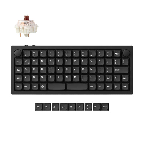 Keychron Q15 Max QMK Ortholinear Wireless Custom Mechanical Keyboard Aluminum Black Fully Assembled Knob for Mac Windows Linux Gateron Jupiter Brown