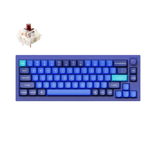 Keychron Q2 QMK VIA custom mechanical keyboard 65 percent layout full aluminum blue frame knob for Mac Windows iOS RGB backlight with hot swappable Gateron G Pro switch brown