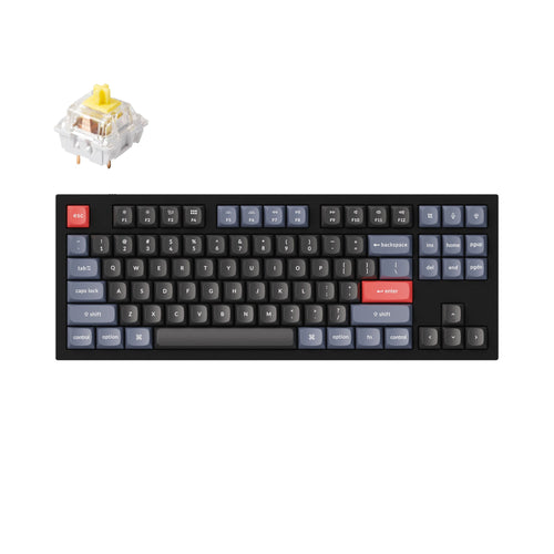 Keychron Q3 QMK VIA custom mechanical keyboard tenkeyless layout full aluminum knob version carbon black frame for Mac windows hot swappable Keychron K Pro Banana