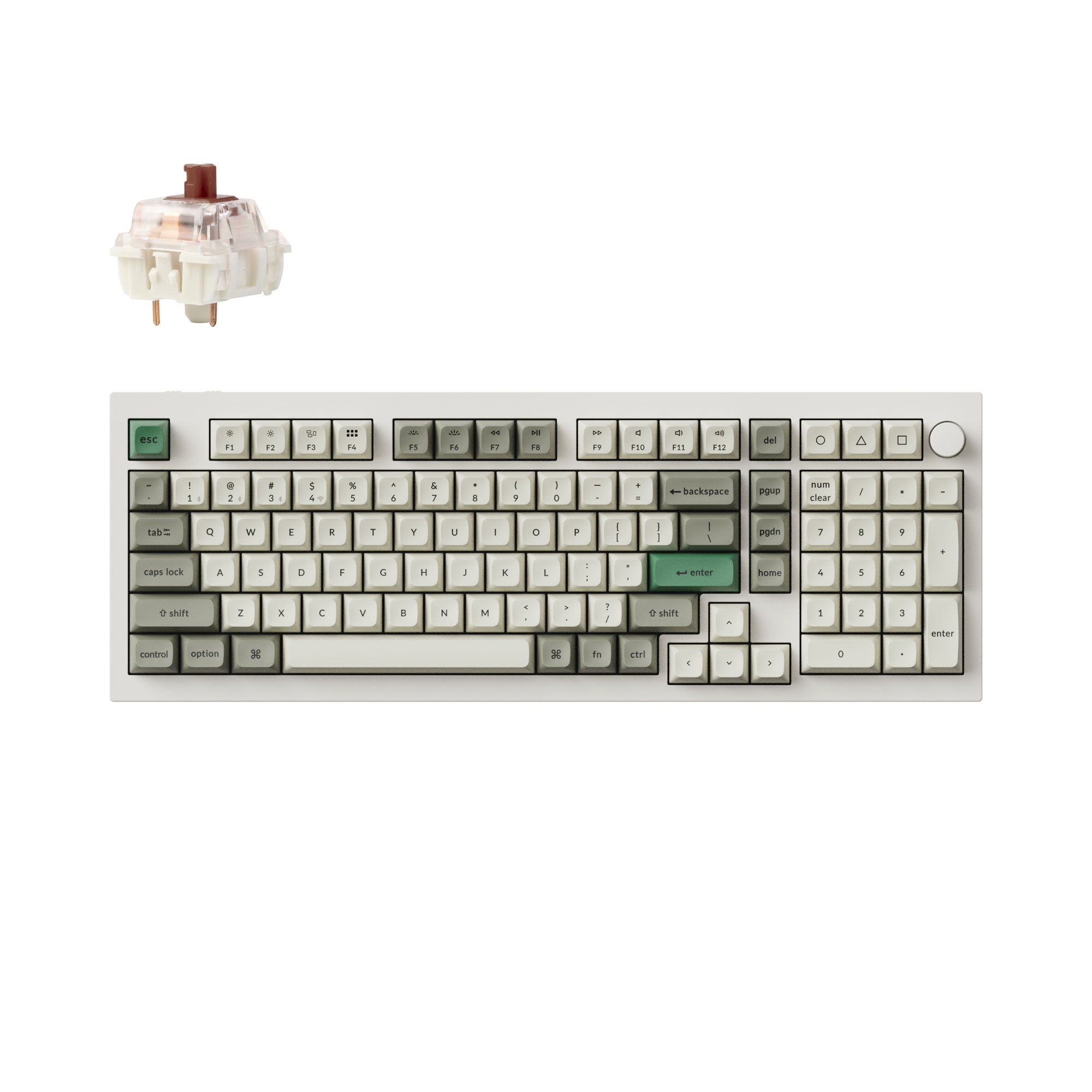 Keychron Q5 Max QMK/VIA Wireless Custom Mechanical Keyboard 96% Layout Aluminum White Fully Assembled Knob for Mac Windows Linux Gateron Jupiter Brown