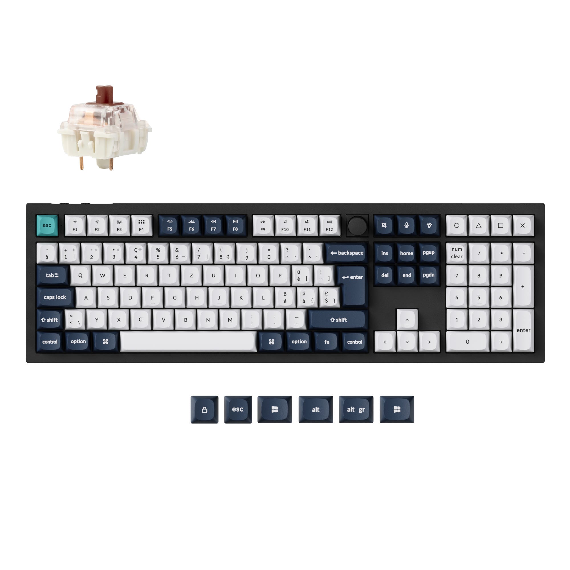 Keychron Q6 Max QMK/VIA wireless custom mechanical keyboard 100 percent layout full aluminum black for Mac Windows Linux Gateron Jupiter brown ISO Swiss layout