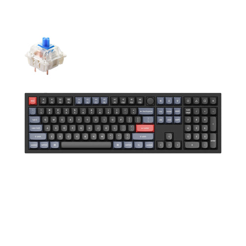 Keychron Q6 QMK VIA custom mechanical keyboard full size 100 percent layout full aluminum black frame B knob for Mac Windows RGB backlight with hot swappable Gateron G Pro switch blue