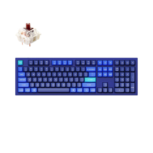 Keychron Q6 QMK VIA custom mechanical keyboard full size 100 percent layout full aluminum blue frame for Mac Windows RGB backlight with hot swappable Gateron G Pro switch brown