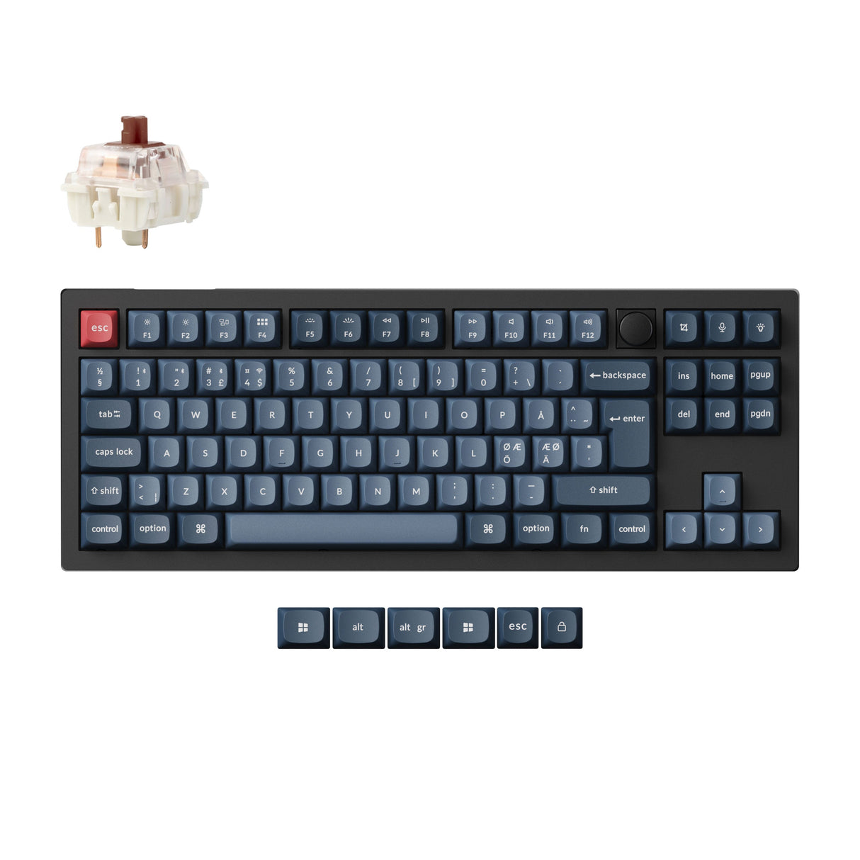 Keychron V3 Max QMK Wireless Custom Mechanical Keyboard TKL Nordic ISO Layout Fully Assembled Knob for Mac Windows Linux Gateron Jupiter Brown