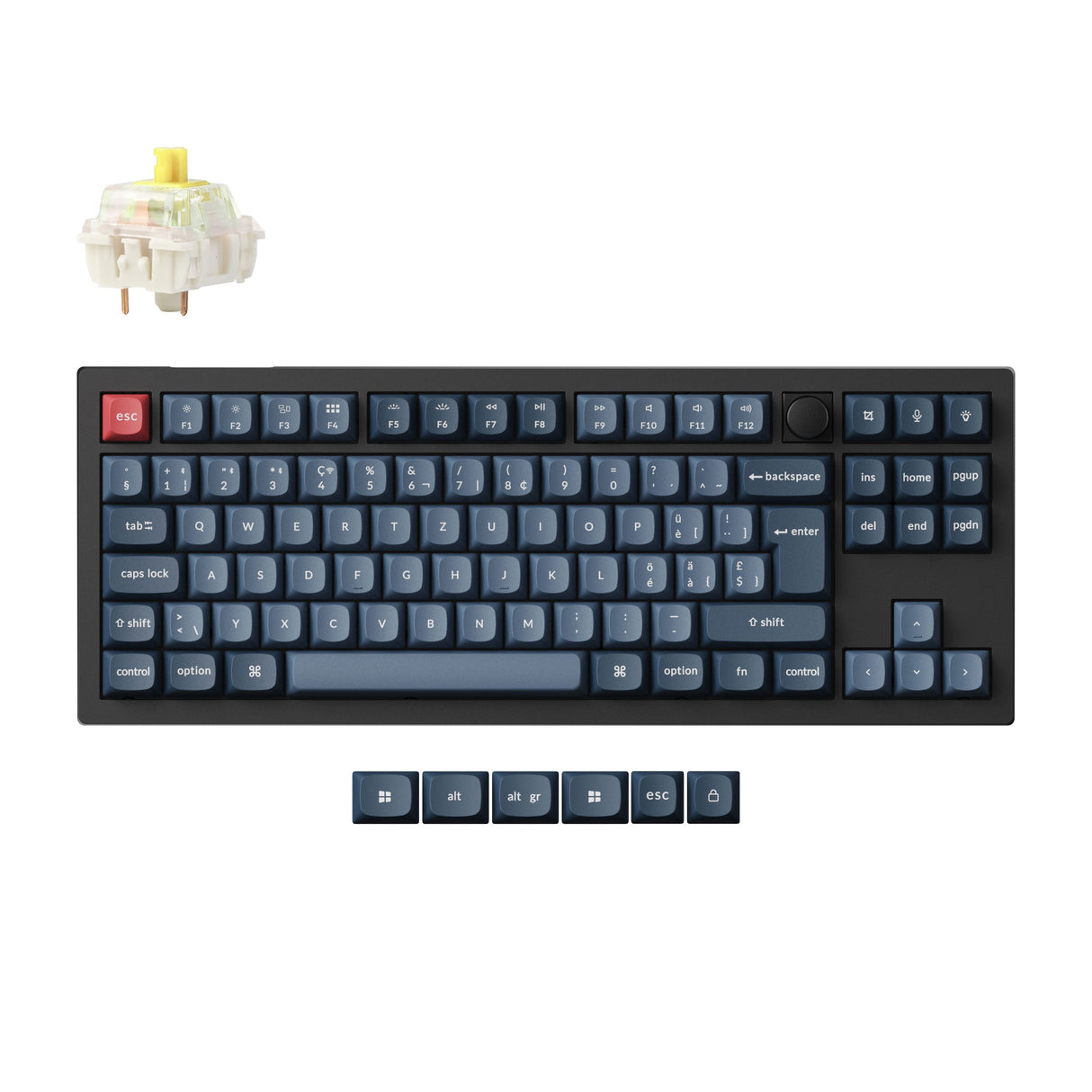 Keychron V3 Max QMK Wireless Custom Mechanical Keyboard TKL Swiss ISO Layout Fully Assembled Knob for Mac Windows Linux Gateron Jupiter Banana