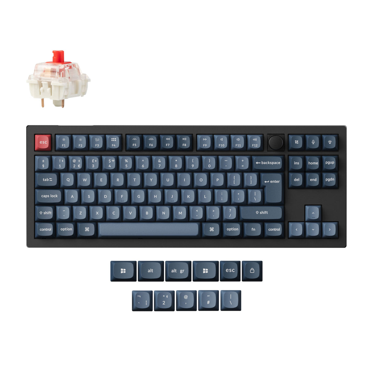 Keychron V3 Max QMK Wireless Custom Mechanical Keyboard TKL UK ISO Layout Fully Assembled Knob for Mac Windows Linux Gateron Jupiter Red