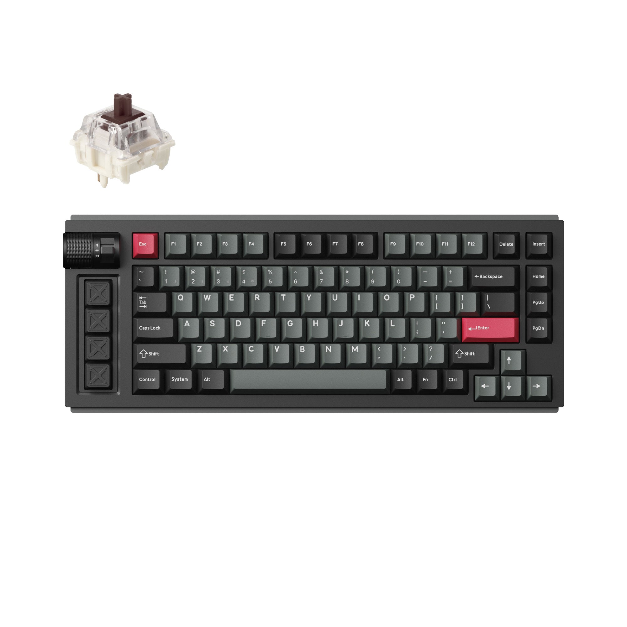 Lemokey L1 QMK VIA Wireless Custom Gaming Keyboard 75% Layout Aluminum Carbon Black Fully Assembled for Windows Mac Linux Gateron Jupiter Brown