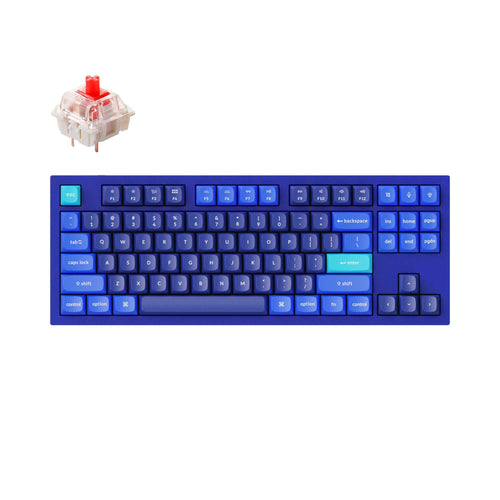 Keychron Q3 QMK VIA custom mechanical keyboard tenkeyless 80 percent layout full aluminum blue frame for Mac Windows iOS RGB backlight with hot swappable Gateron G Pro switch red