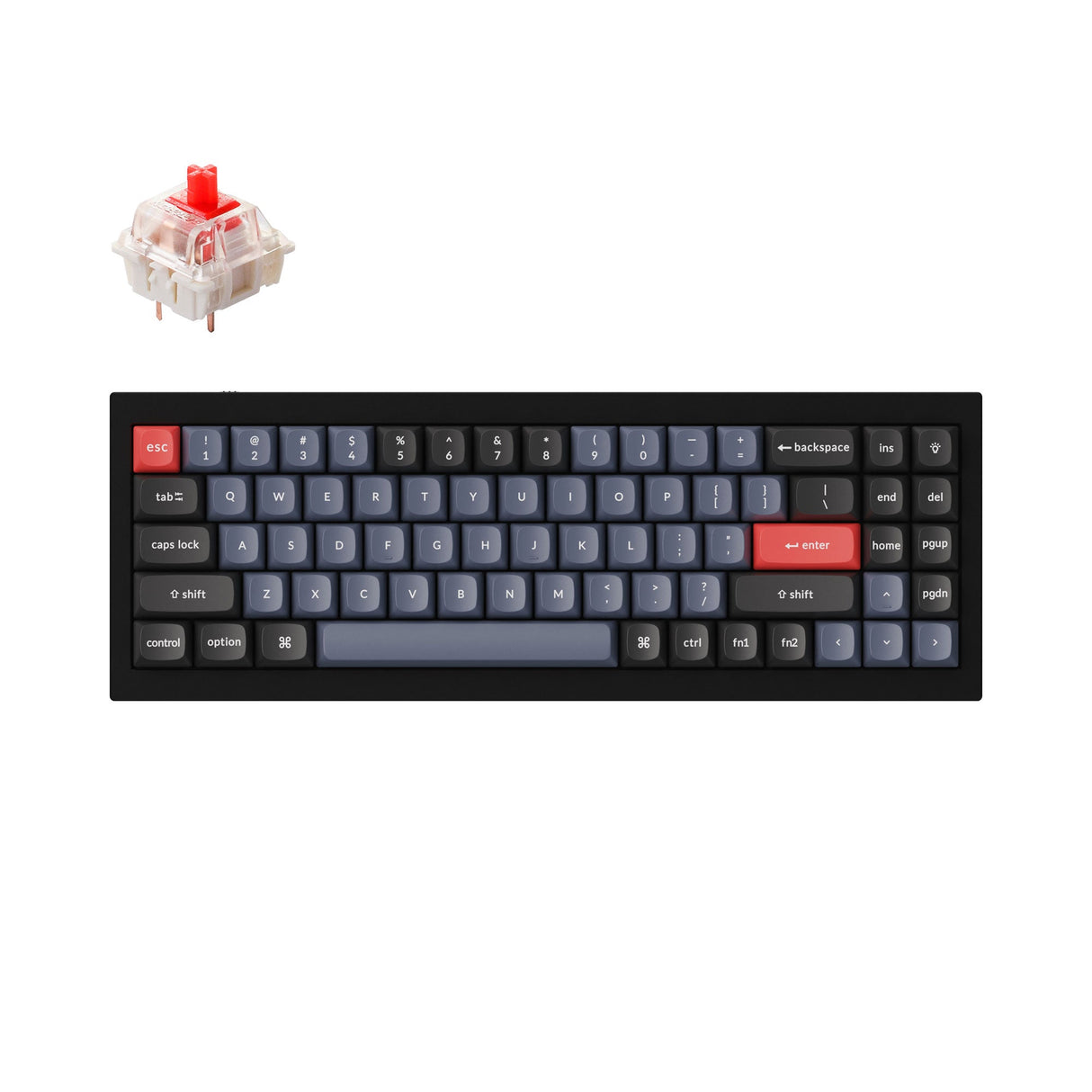 Keychron Q7 QMK/VIA custom mechanical keyboard 70 percent layout full aluminum for Mac Windows Linux fully assembled black frame with Gateron G Pro switch red