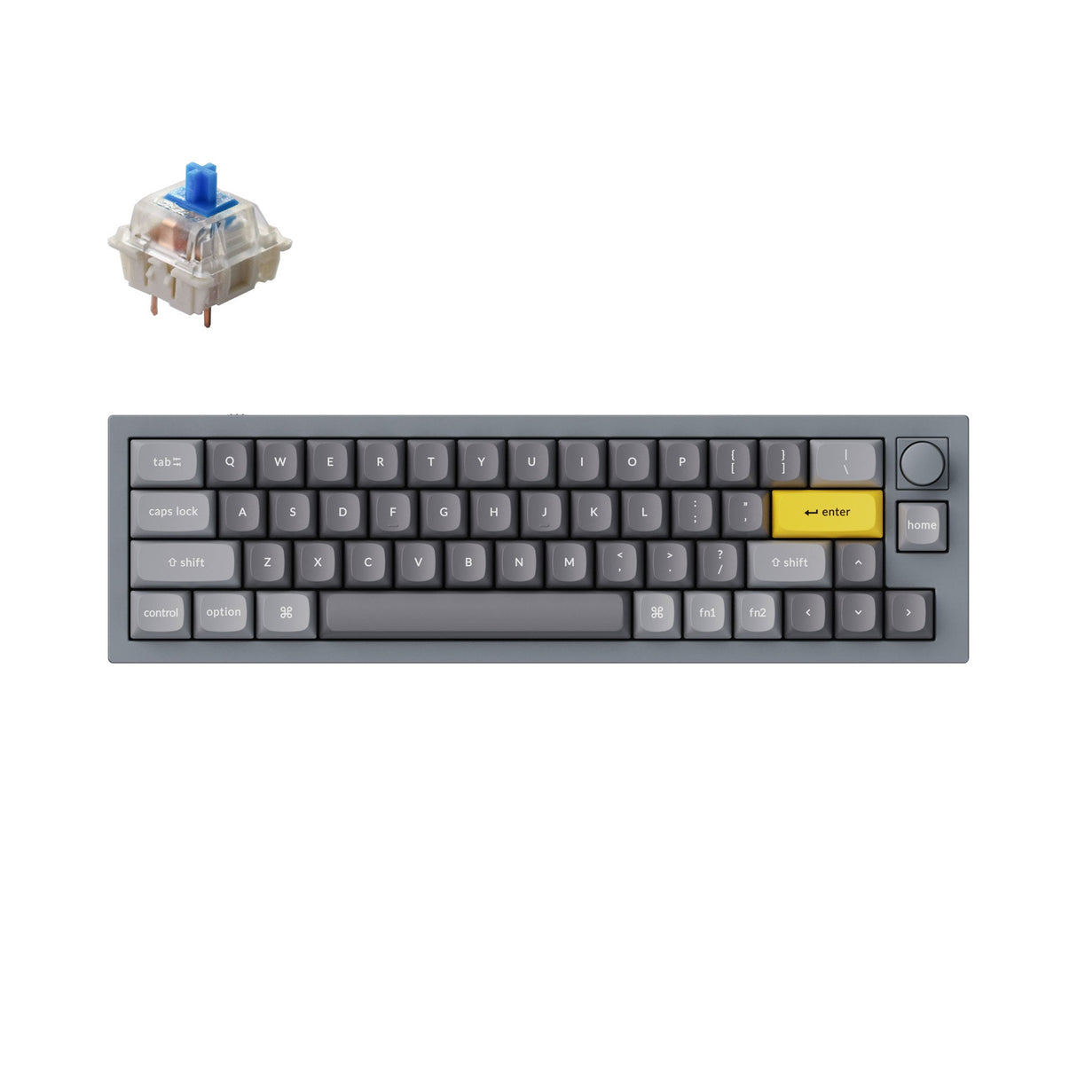 Keychron Q9 QMK/VIA custom mechanical keyboard knob version 40 percent layout full aluminum body for Mac Windows Linux fully assembled grey frame B with Gateron G Pro switch blue