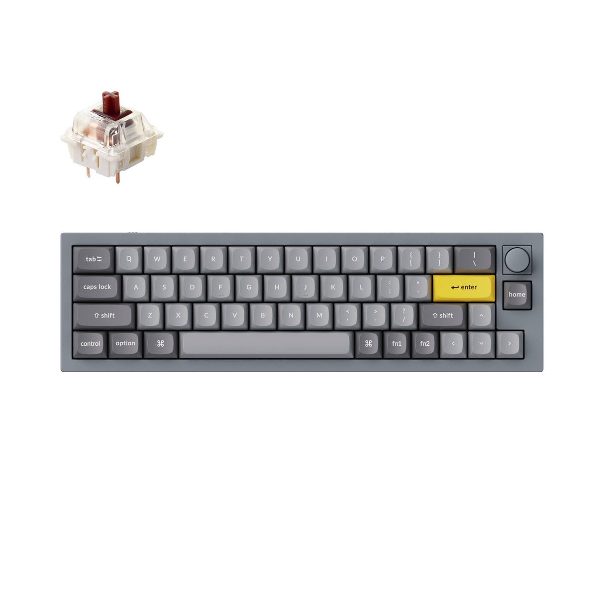 Keychron Q9 QMK/VIA custom mechanical keyboard knob version 40 percent layout full aluminum body for Mac Windows Linux fully assembled grey frame with Gateron G Pro switch brown